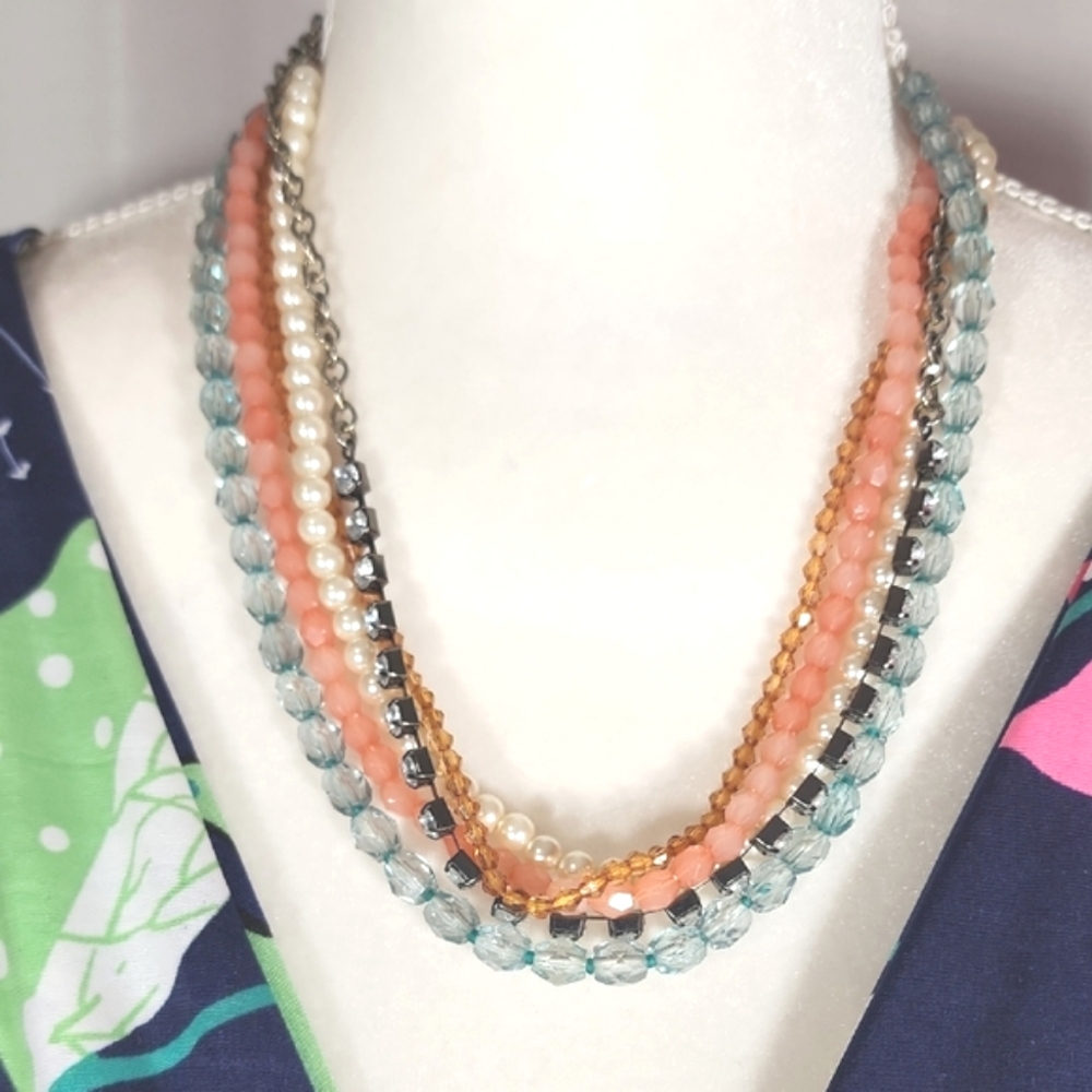American Eagle Five Strands Mixed  Multicolor Beaded Necklace